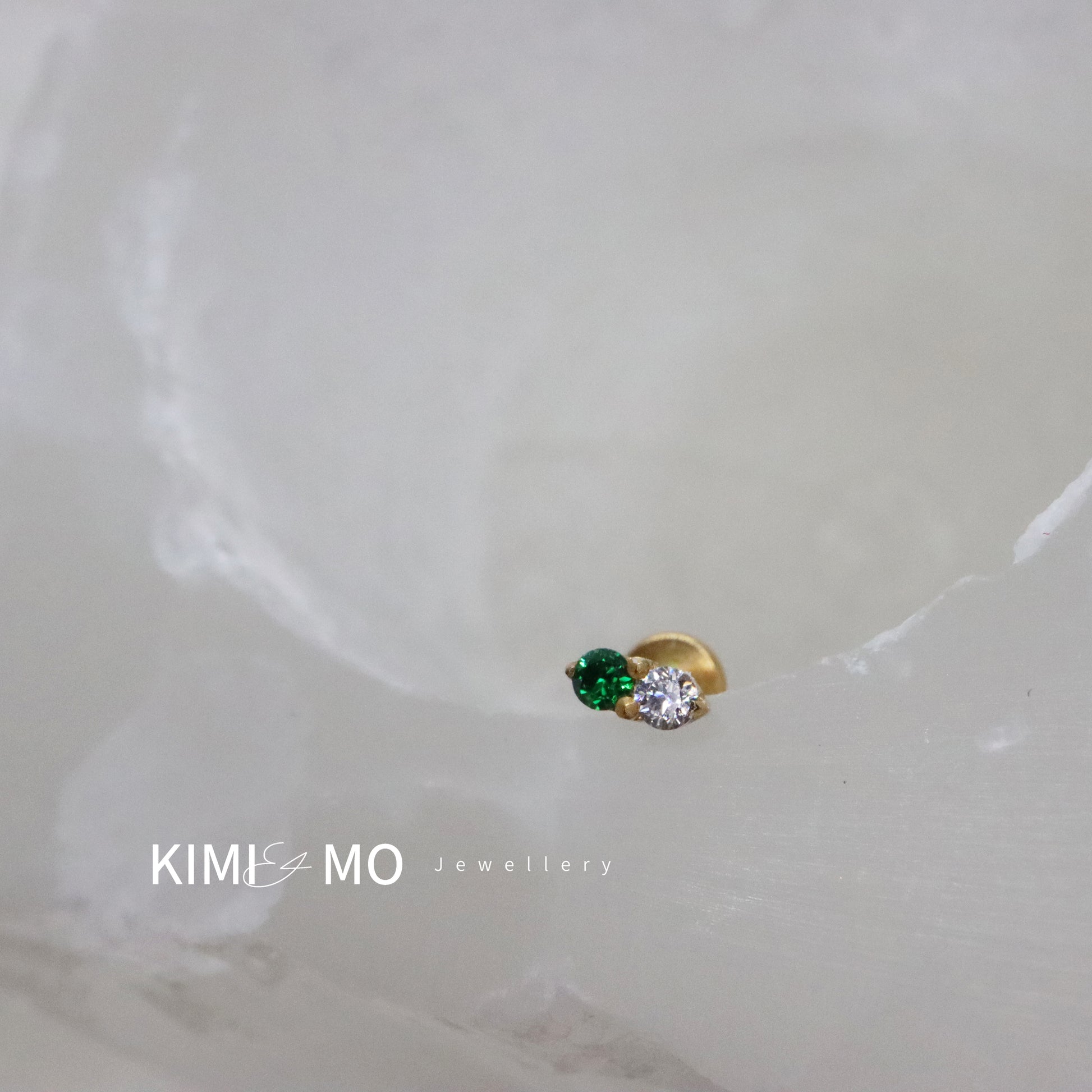 Timeless gold earrings featuring emerald with diamond accents