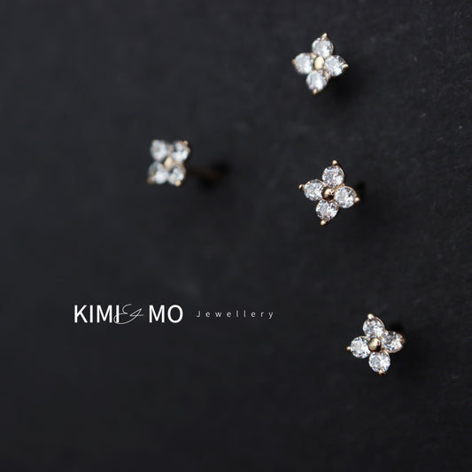 Boucles d'oreilles Flower Stud -Or Vermeil et Argent Sterling- **Collection Florale**