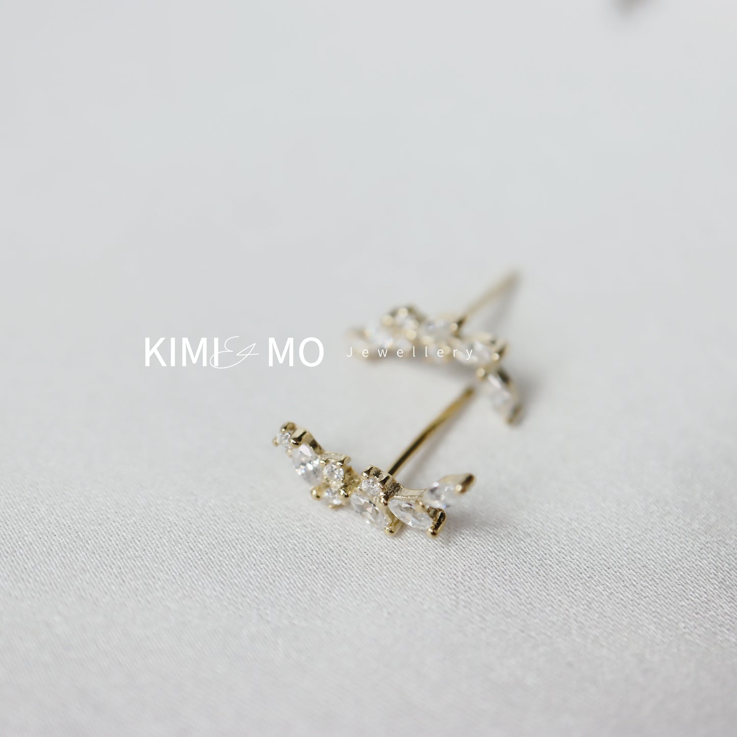 Boucle d’oreille Stud Fleur Feuille de Laurier - Or Vermeil & Argent Sterling -**Collection Florale**