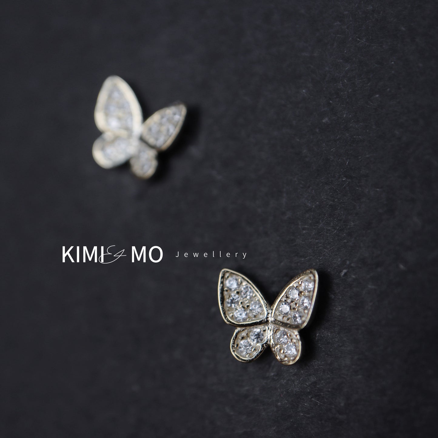 Boucles d’oreilles papillon diamant - Or Vermeil et argent sterling -**Collection Papillon**