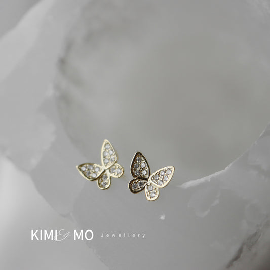 Boucles d’oreilles papillon diamant - Or Vermeil et argent sterling -**Collection Papillon**