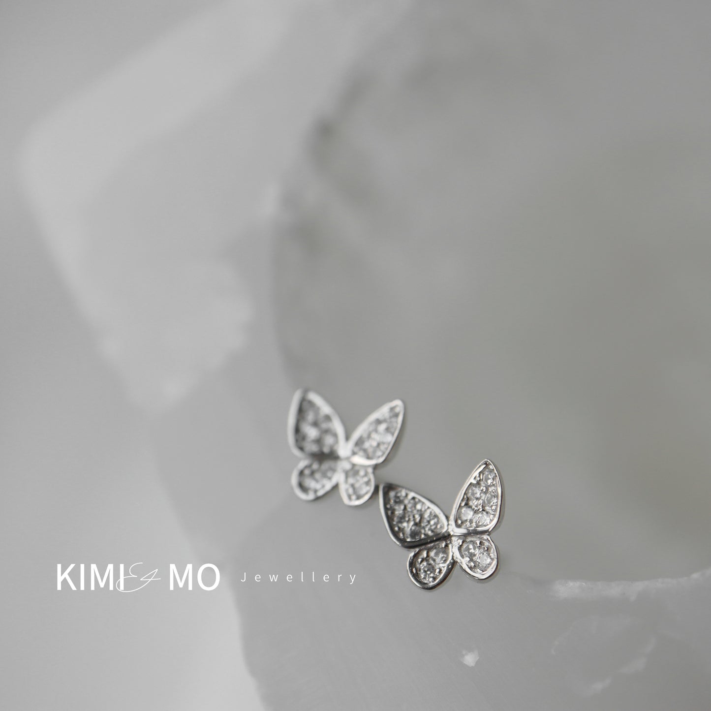 Boucles d’oreilles papillon diamant - Or Vermeil et argent sterling -**Collection Papillon**