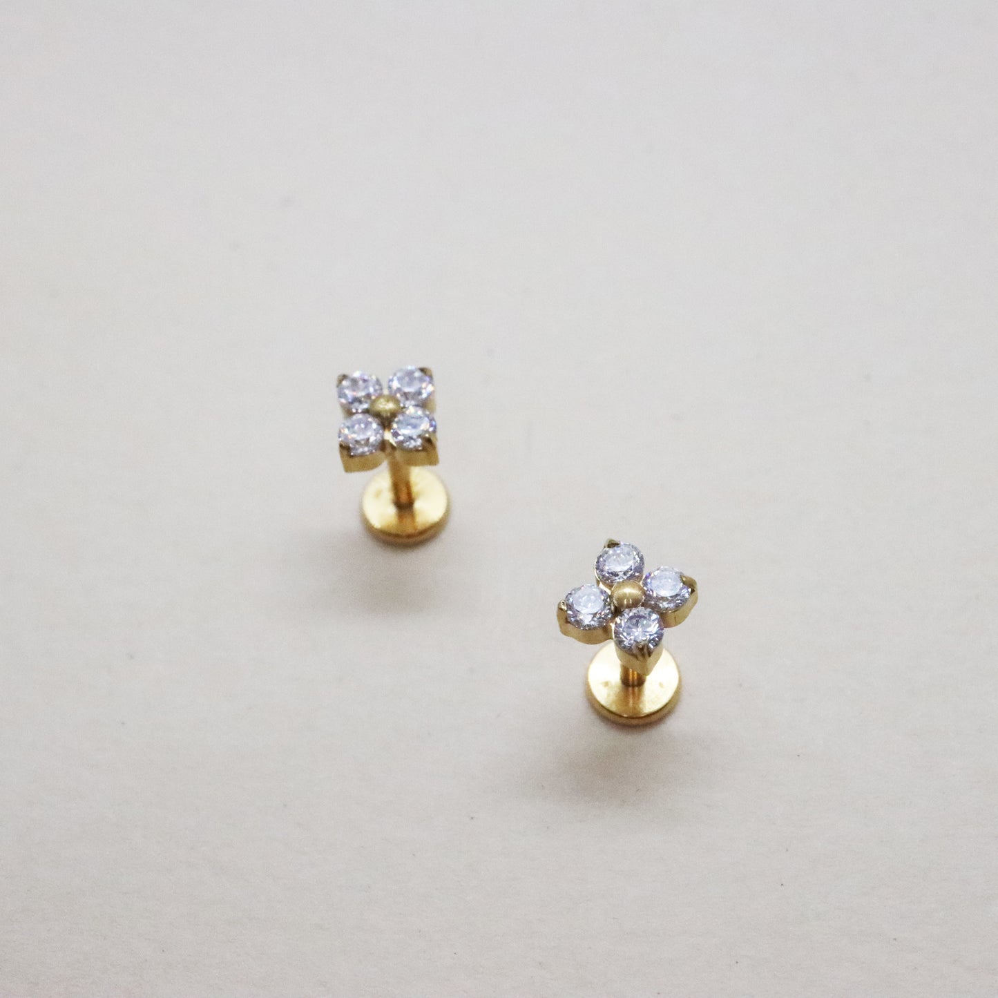 Flower Stud Earring • Threadless End Push Pin Labret • G23 Titanium