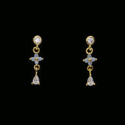 Chic gold botanical earring with a comfortable flat back