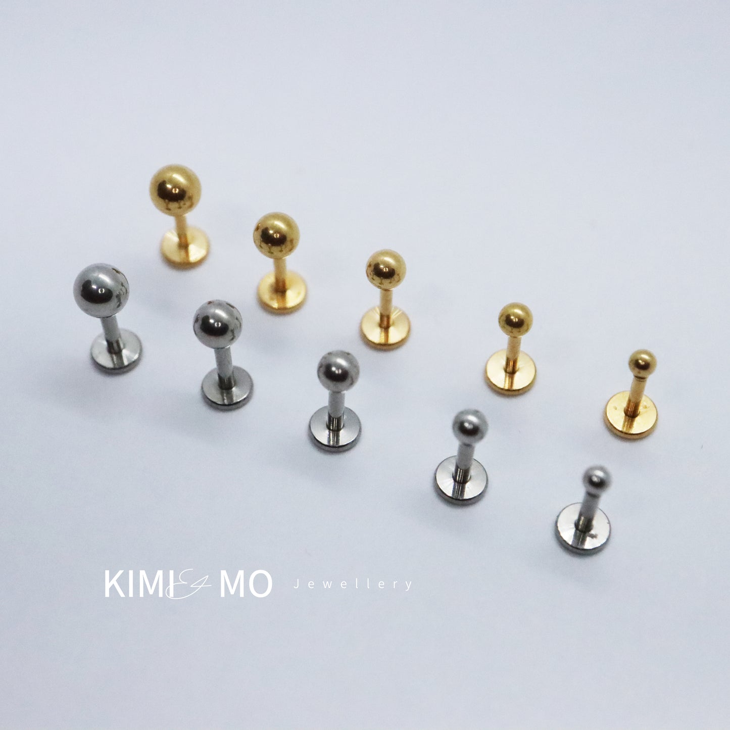 Classic Tiny Ball Stud Earring • Threadless End Push Pin Labret • G23 Titanium