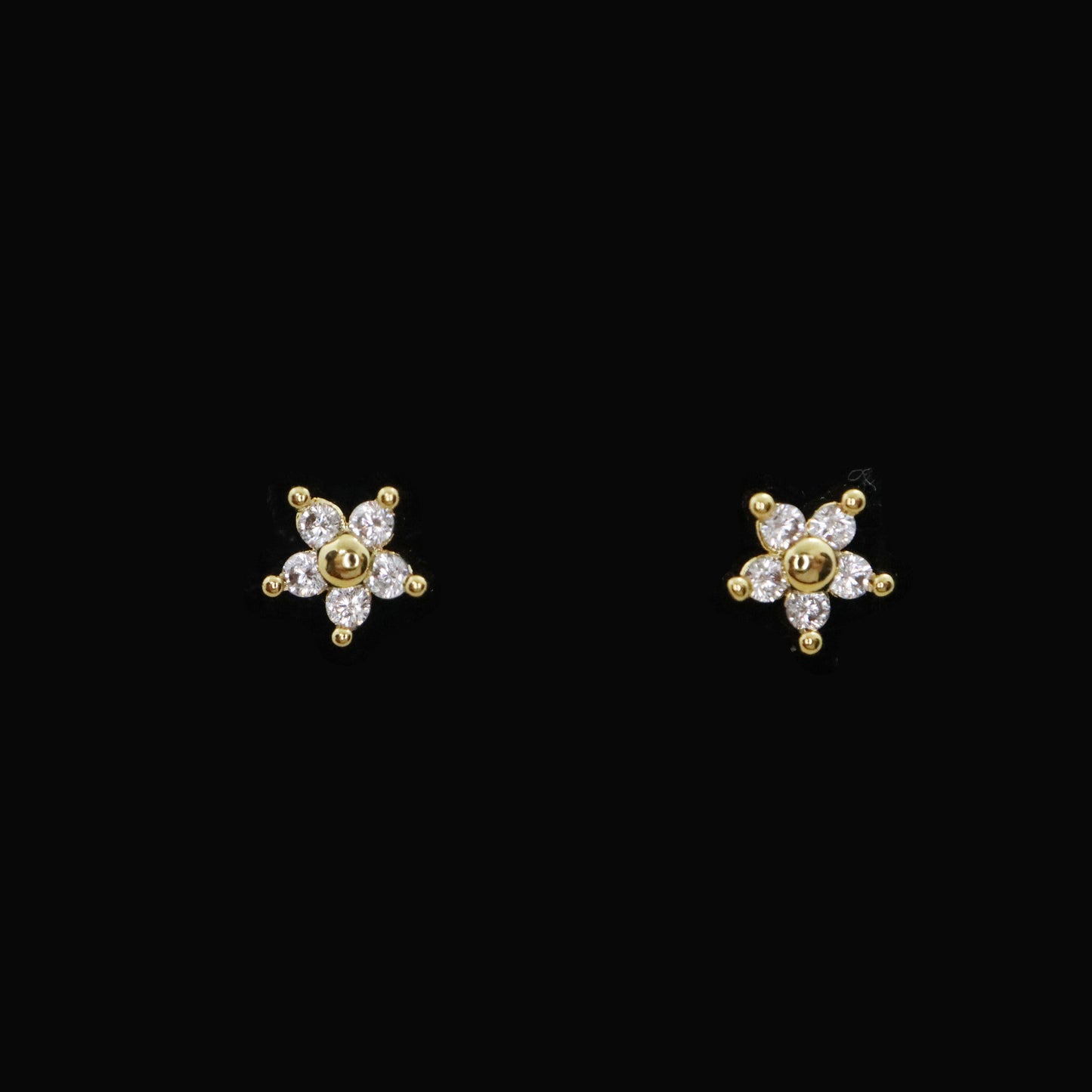 Cute and stylish gold floral earrings with crystal centers, perfect for a chic look