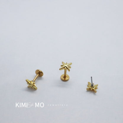 Elegant gold celestial earrings with sparkling push pin