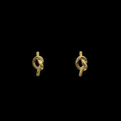 Fashionable gold knot earrings with secure threadless back