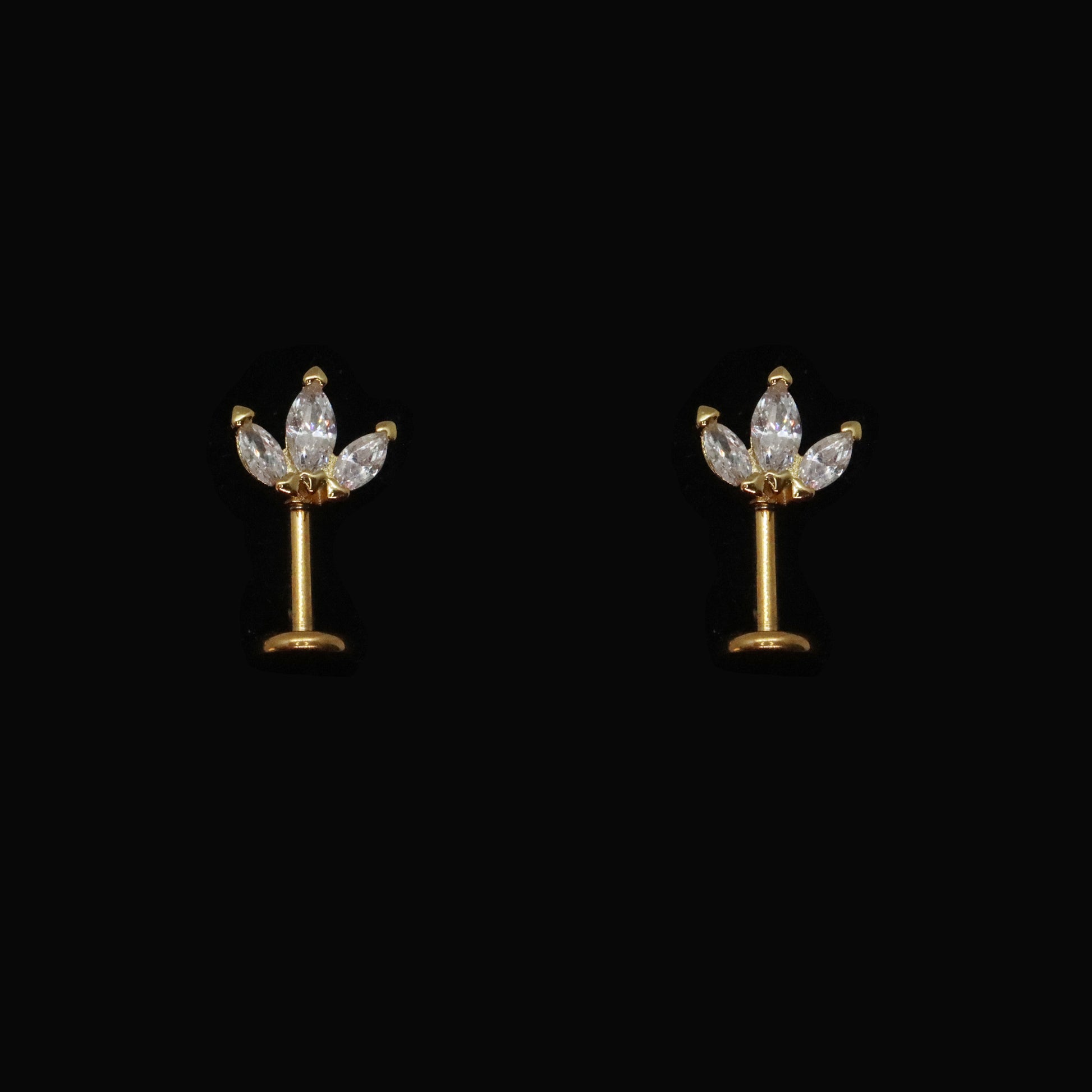 Luxury gold earrings with marquise gemstone petals