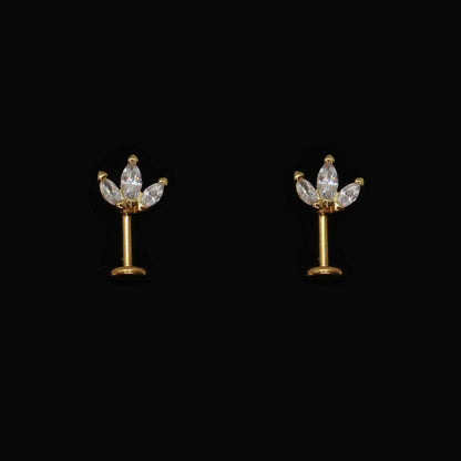 Luxury gold earrings with marquise gemstone petals