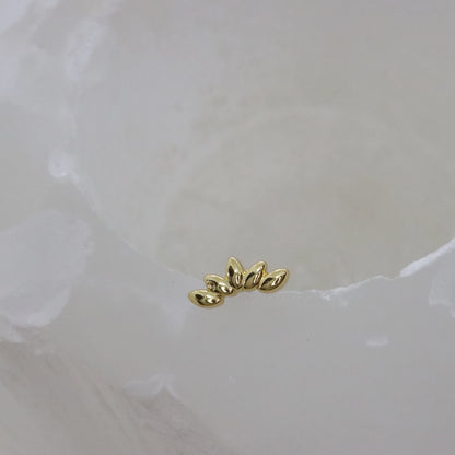 Nature-inspired gold stud earrings with olive branch design