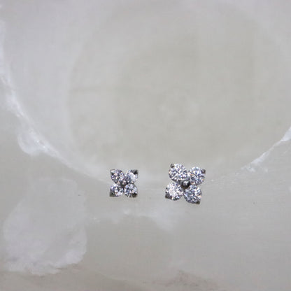 Petite flower cluster gold stud earrings