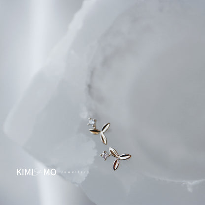 Tiny 9K Solid Gold Flower Stud Earring • Gold Vermeil & Sterling Silver Minimalist Stud Earring