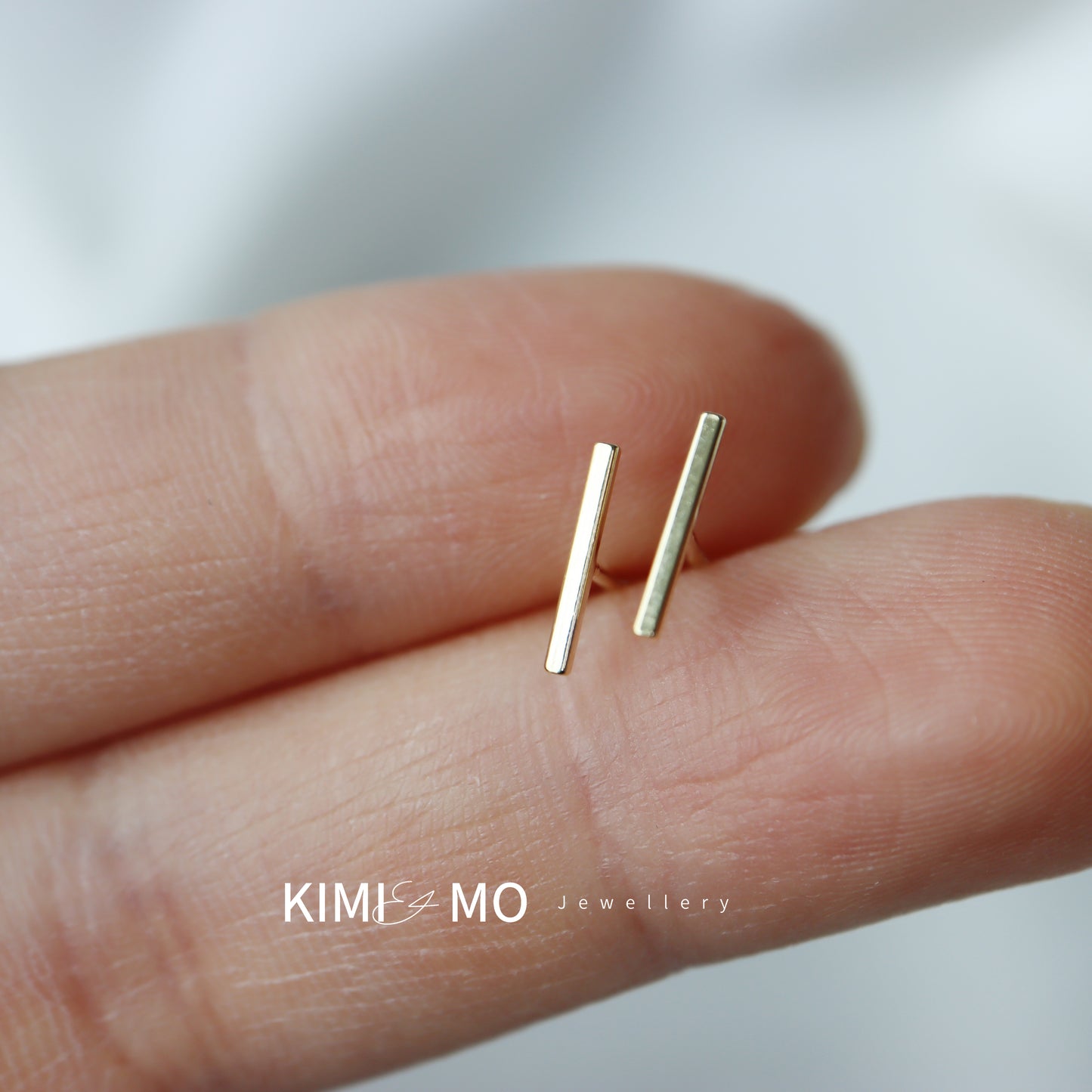 Bar Stud Earrings • Minimalist Stud Earrings • Gold Vermeil & Sterling Silver