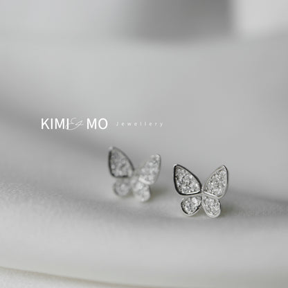 Boucles d’oreilles papillon diamant - Or Vermeil et argent sterling -**Collection Papillon** 