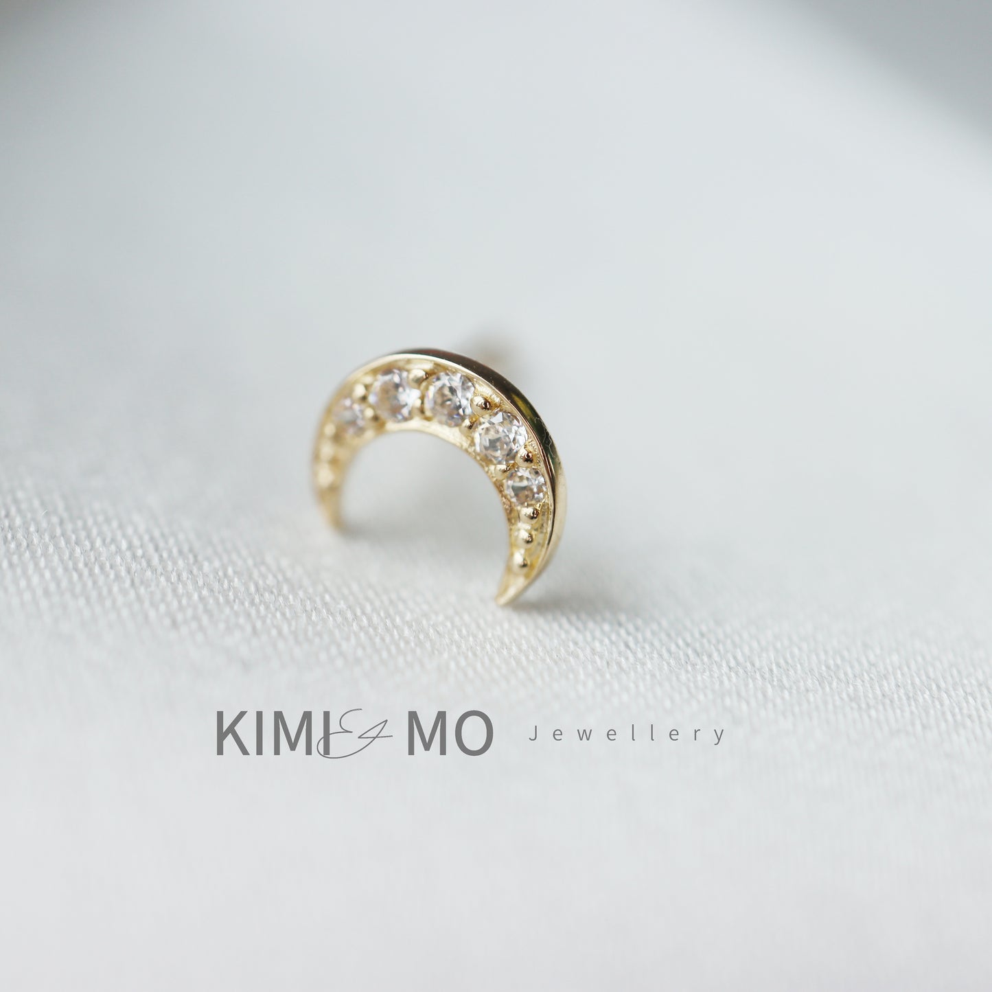 Dainty Moon Stud Earrings • 9k Solid Gold • Gold Vermeil & Sterling Silver • Celestial Collection •