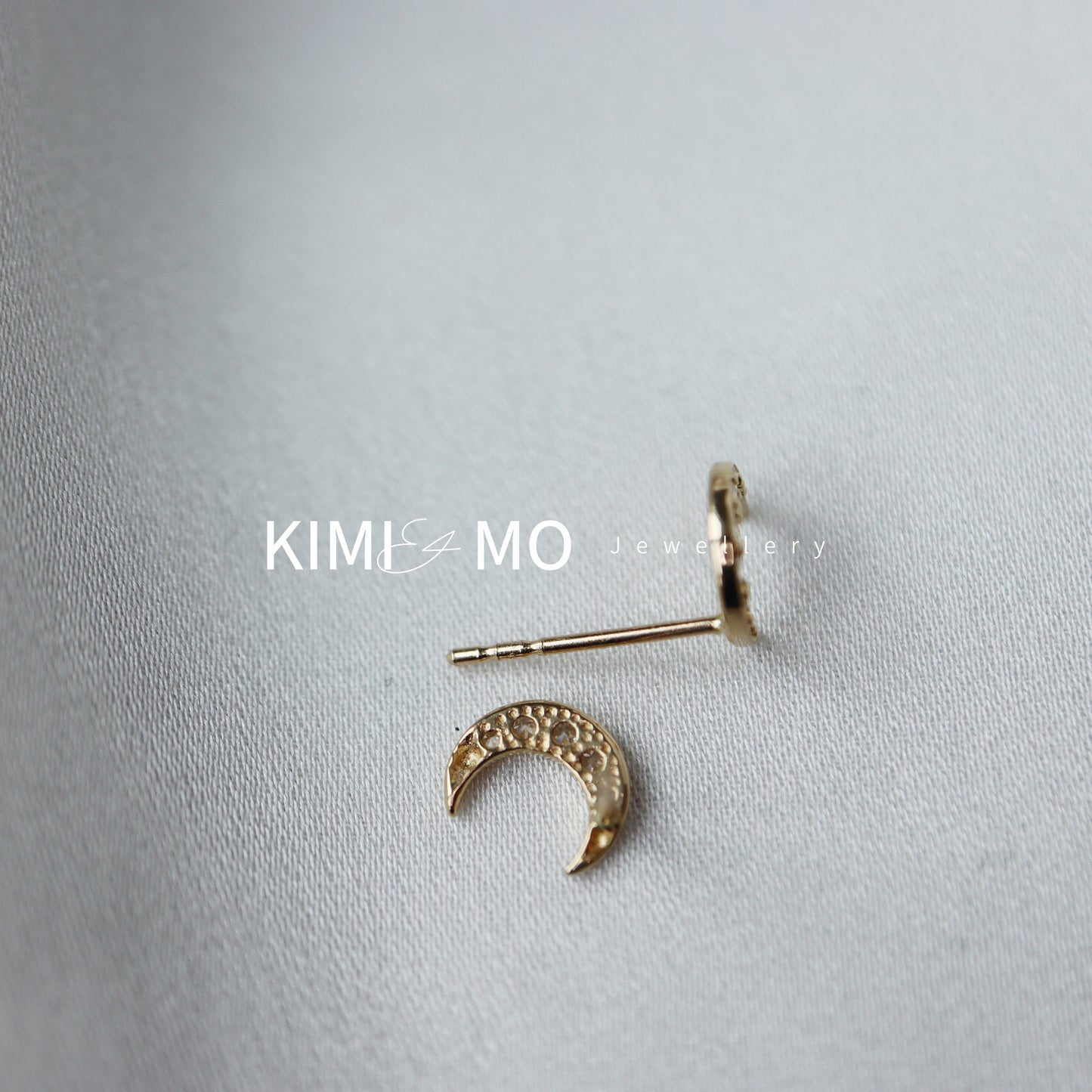 Dainty Moon Stud Earrings • 9k Solid Gold • Gold Vermeil & Sterling Silver • Celestial Collection •