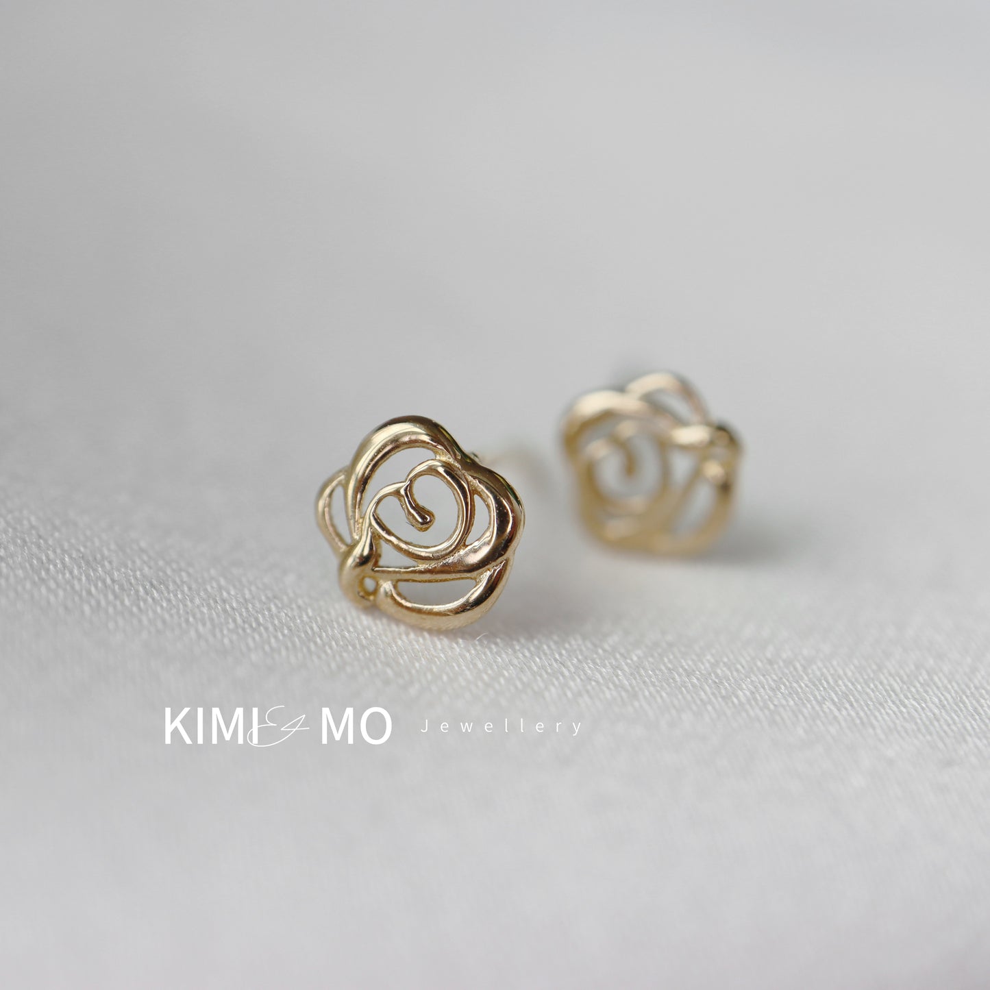 Tiny Rose Flower Stud Earring • 9k Solid Gold, Gold Vermeil & Sterling Silver Classic Floral Stud Earrings