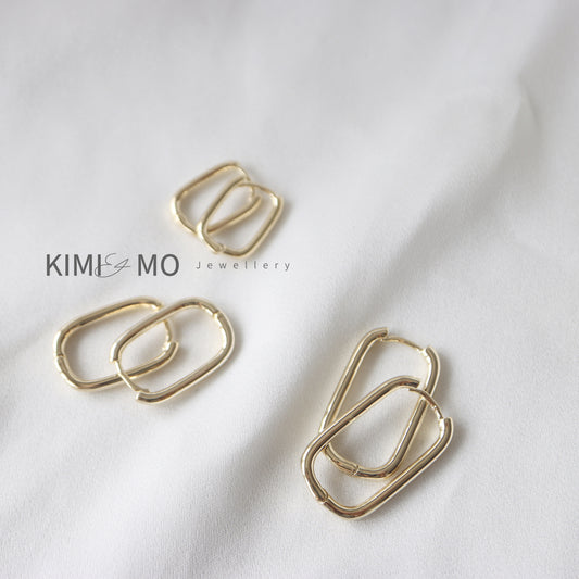 Gold Oblong Rectangle Hoop • Gold & Silver Classic Hoop Earrings