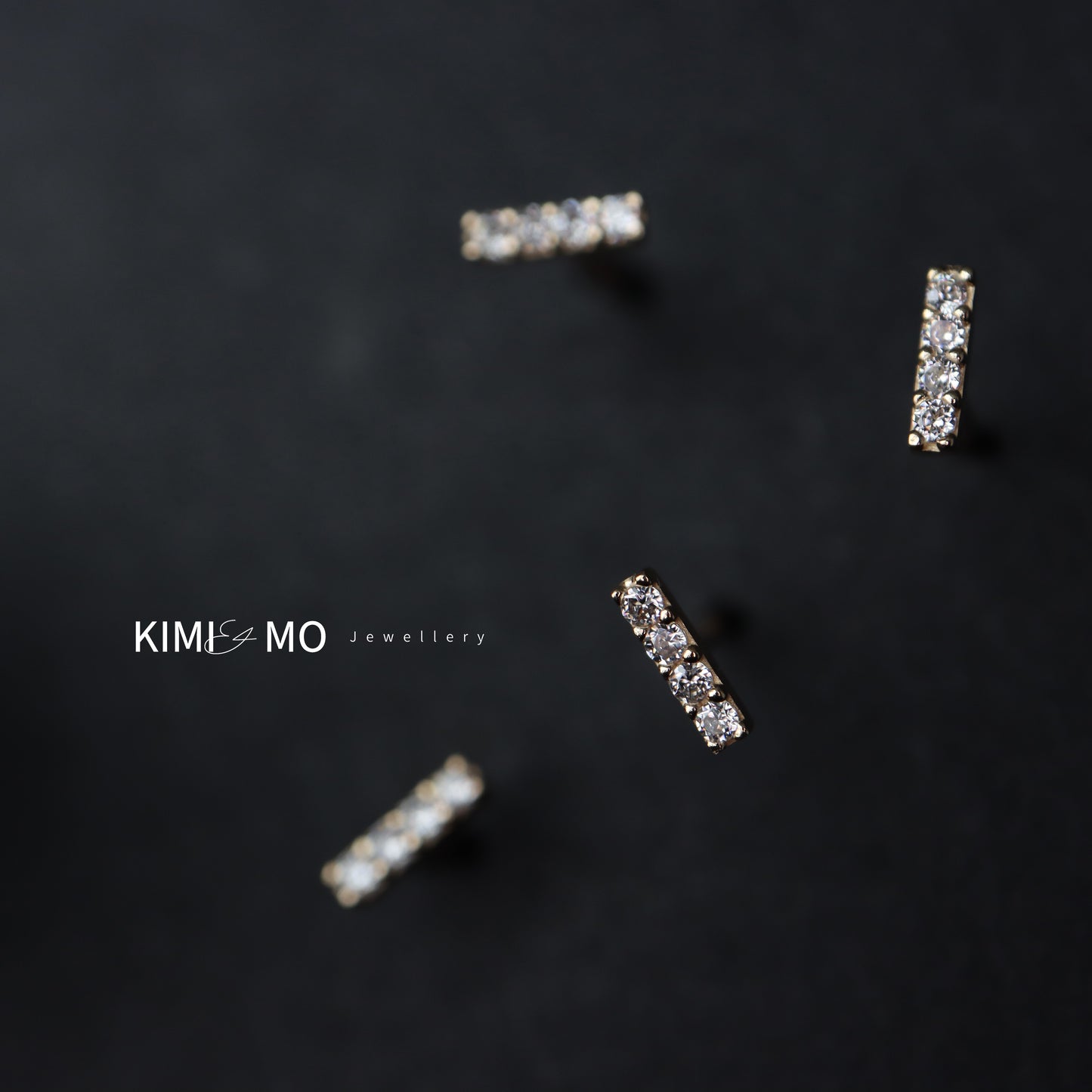 Zircon Bar Stud Earrings -Gold Vermeil & Sterling Silver -**Minimalist Collection**