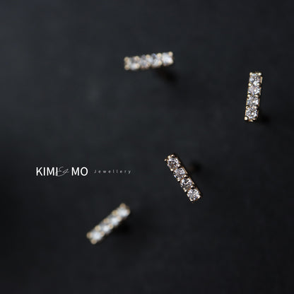 Boucles d’oreilles Zircon Bar Stud -Or Vermeil et Argent Sterling -**Collection Minimaliste**