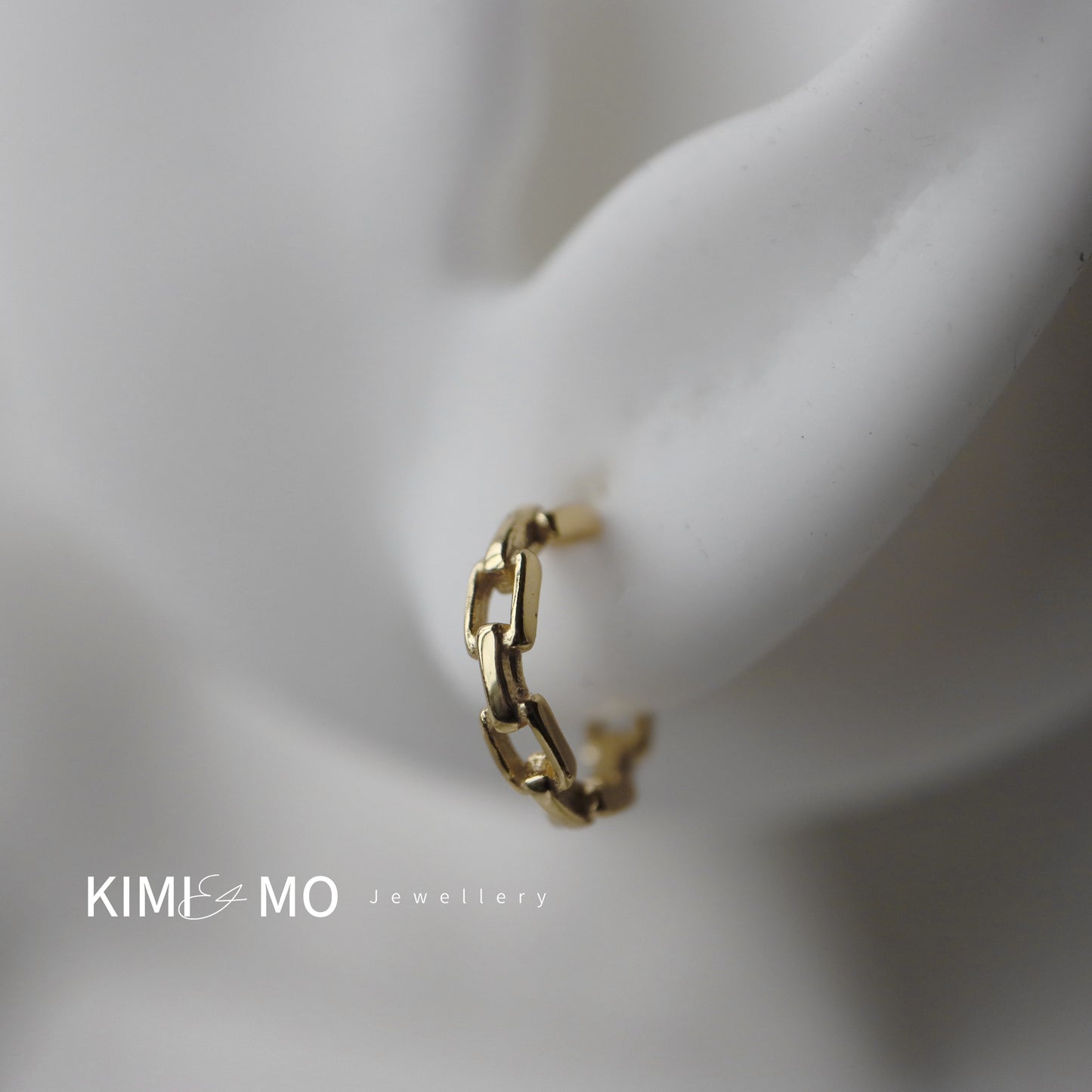 Small Chain Hoop Earring • Gold Vermeil Stud Hoop Earrings