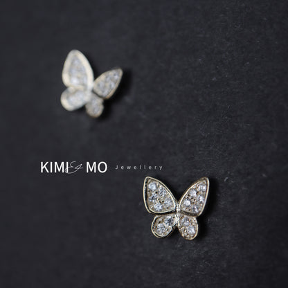 Dainty Butterfly Earrings • Gold Vermeil & Sterling Silver Butterfly Stud Earrings