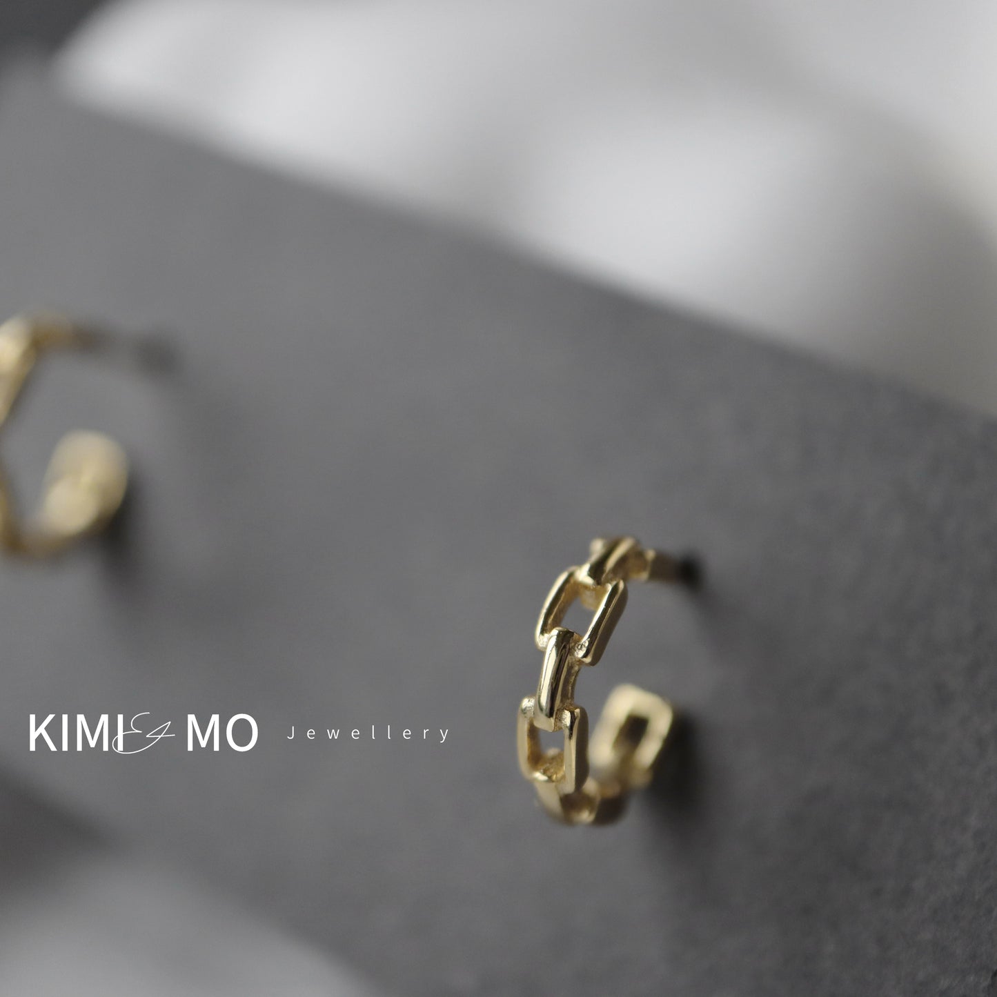 Small Chain Hoop Earring • Gold Vermeil Stud Hoop Earrings