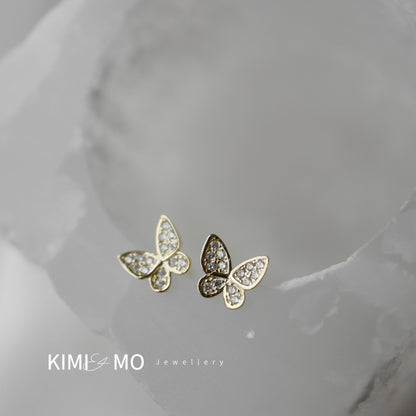 Boucles d’oreilles papillon diamant - Or Vermeil et argent sterling -**Collection Papillon** 