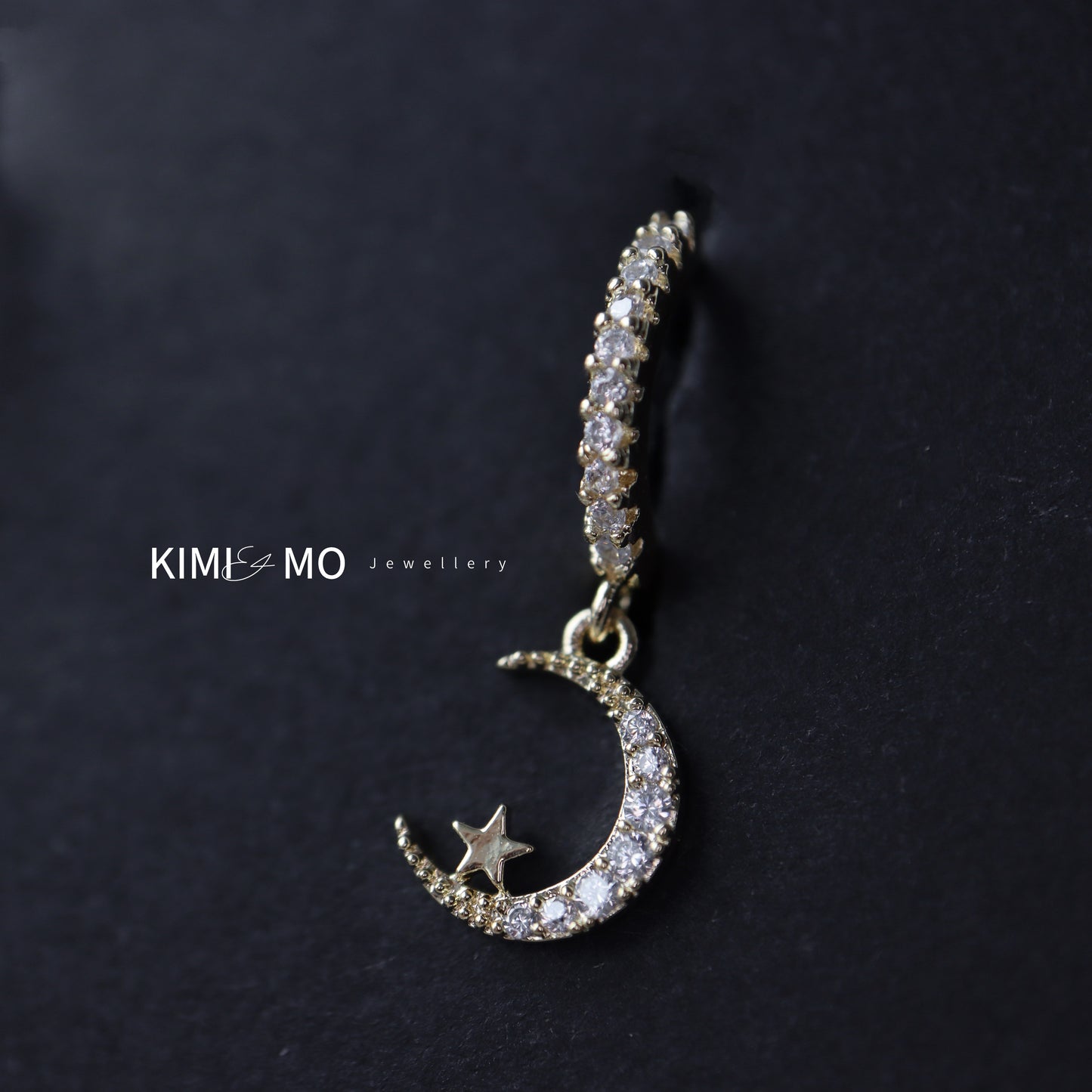 Moon Star Huggie Earrings • Gold Plated & Silver Drop Celestial Hoop Earrings