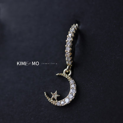 Pendientes Moon Star Huggie - Chapados en oro y plata -**Colección Celestial**