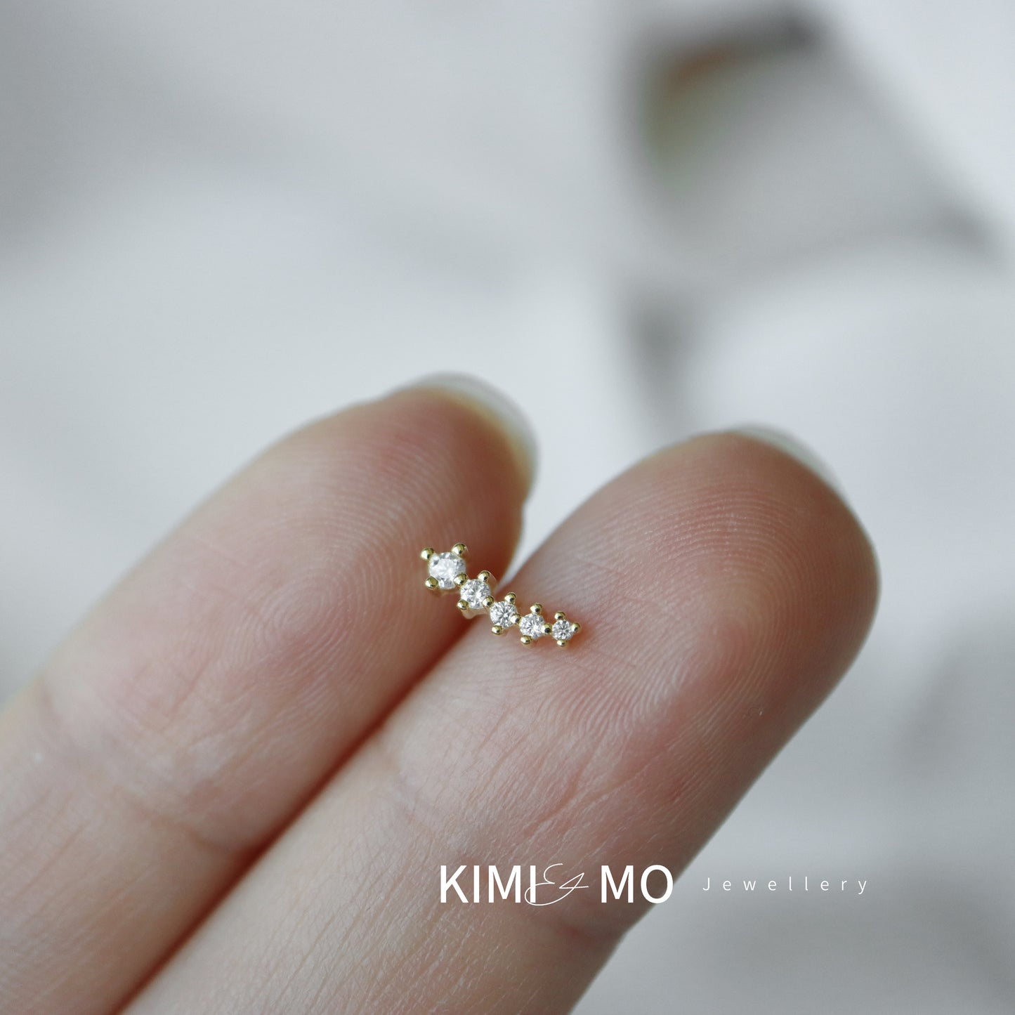 Pavé Diamond Climbers - Or massif 14 carats - **Collection minimaliste**