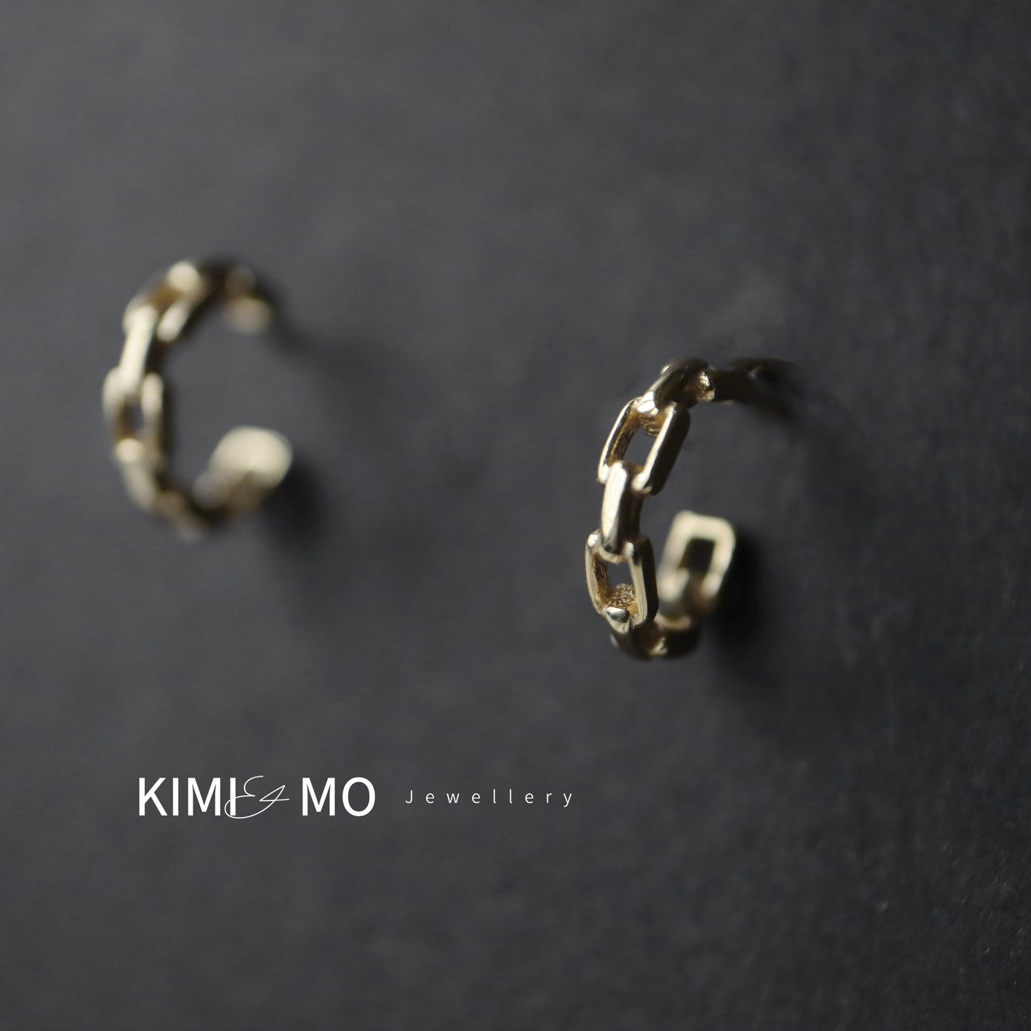 Small Chain Hoop Earring • Gold Vermeil Stud Hoop Earrings