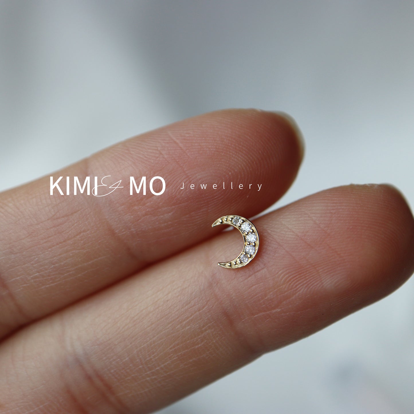 Dainty Moon Stud Earrings • 9k Solid Gold • Gold Vermeil & Sterling Silver • Celestial Collection •