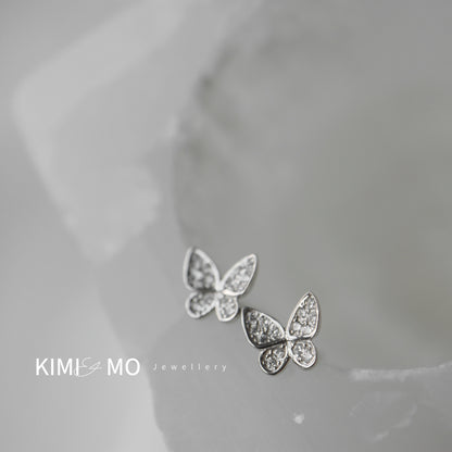 Pendientes de mariposa de diamantes - Vermeil de oro y plata de ley -**Colección Mariposa** 