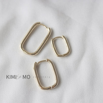 Gold Oblong Rectangle Hoop • Gold & Silver Classic Hoop Earrings