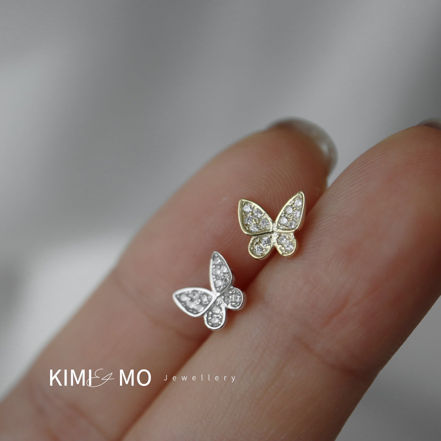 Boucles d’oreilles papillon diamant - Or Vermeil et argent sterling -**Collection Papillon** 