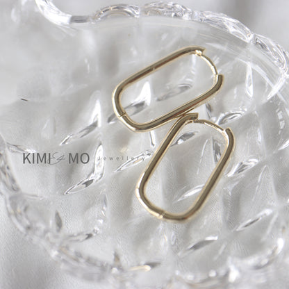 Gold Oblong Rectangle Hoop • Gold & Silver Classic Hoop Earrings