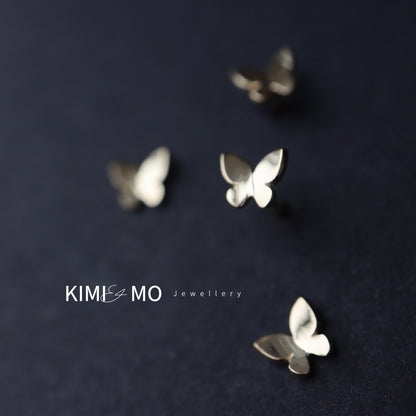 14k Solid Gold Butterfly Stud Earrings • Gold Vermeil & Sterling Silver Tiny Stud Earrings