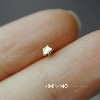 14K Solid Gold Tiny Star Stud Earrings • Minimalist Stud Earrings • Gift for Her