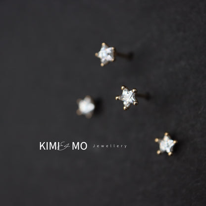 Dainty Star Stud Earrings • 14k Solid Gold, Gold Vermeil & Sterling Silver Minimalist Stud Earring