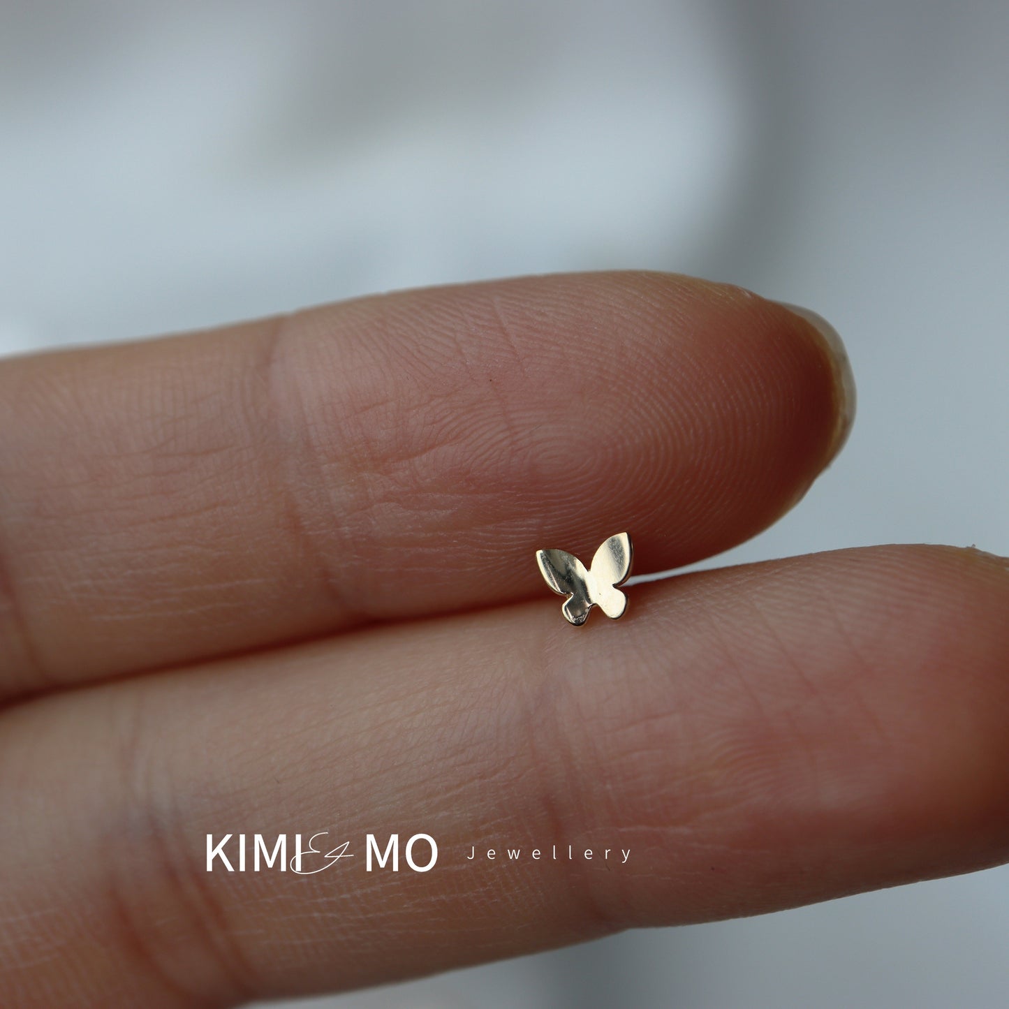 14k Solid Gold Butterfly Stud Earrings • Gold Vermeil & Sterling Silver Tiny Stud Earrings